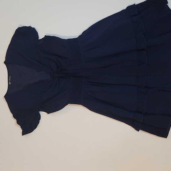 P Prettygarden Elegant Navy Blue Ruffle Dress - Picture 3 of 8